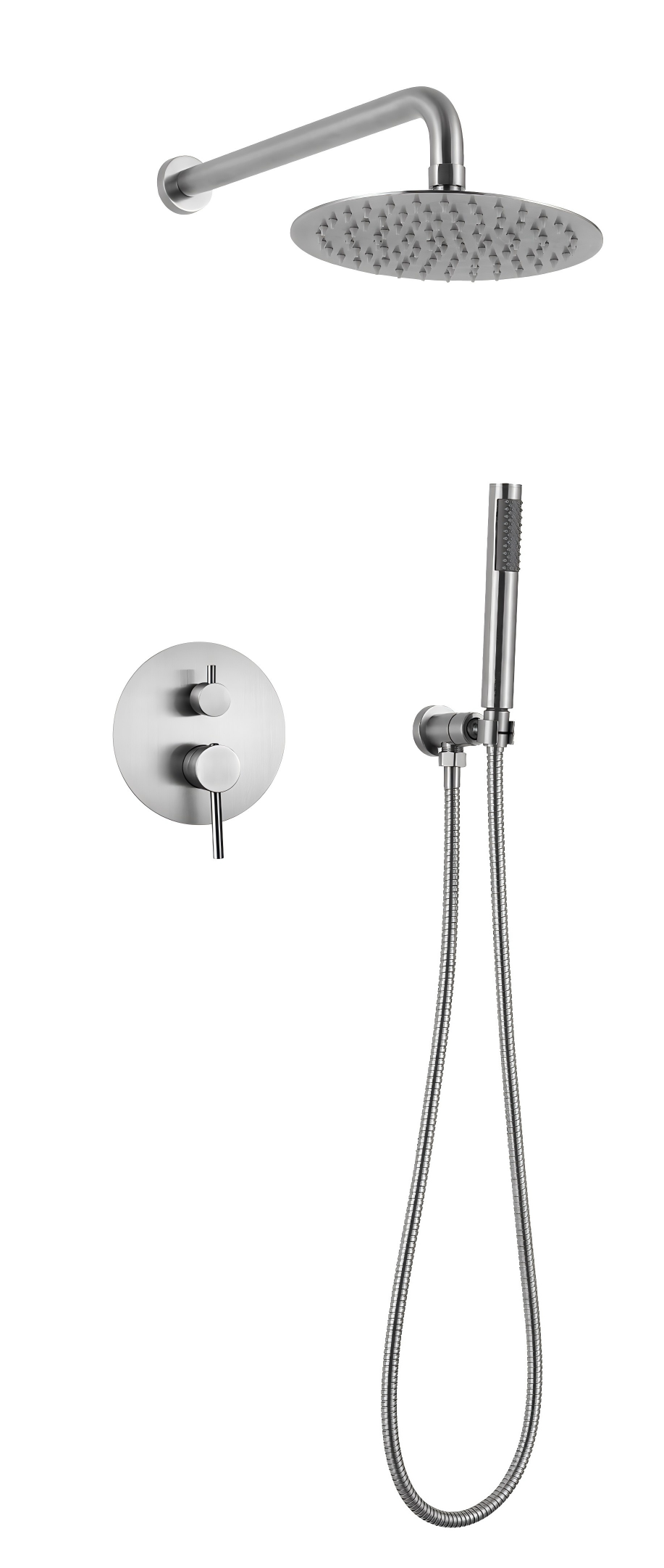 AS005-N Chrome shower faucet with round hand shower and rain showerhead