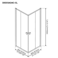 34" x 34" Square shower door with corner opening