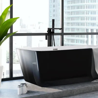 Matte black square freestanding bathtub faucet