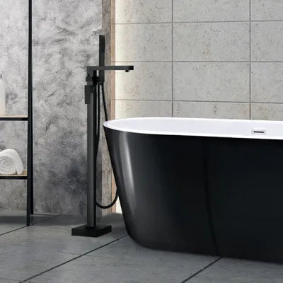 Matte black square freestanding bathtub faucet