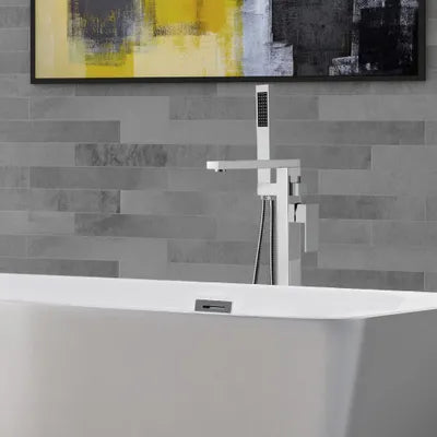 Chrome finish freestanding bathtub faucet