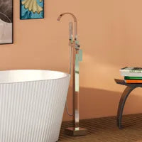 Chrome curved square freestanding bath faucet