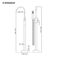 Chrome curved square freestanding bath faucet
