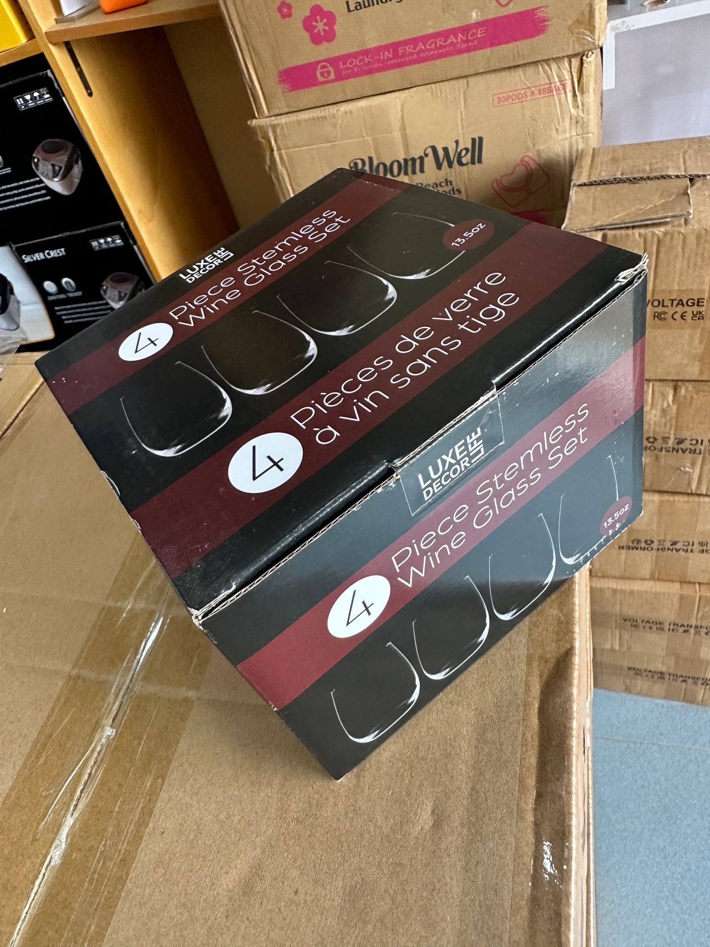 4 Piece Stemless Wine Glass Set