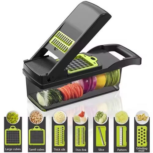 Multifunctional 16-in-1 Vegetable Chopper with Container, Onion Chopper, Egg Separator, (Chops, Slices, Spiralizes & More)