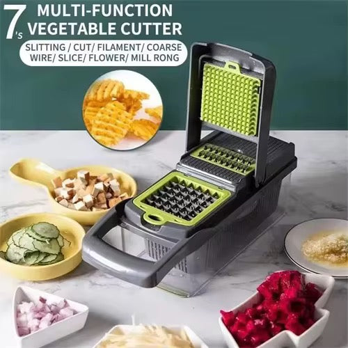Multifunctional 16-in-1 Vegetable Chopper with Container, Onion Chopper, Egg Separator, (Chops, Slices, Spiralizes & More)