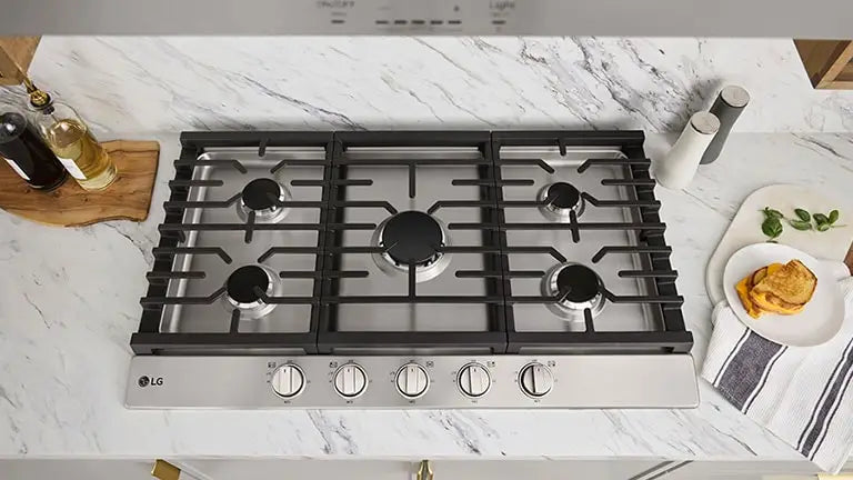 LG Electronics 30-inch Gas Cast Iron Cooktop with 5 Burners including 20K BTU Burner in Stainless Steel