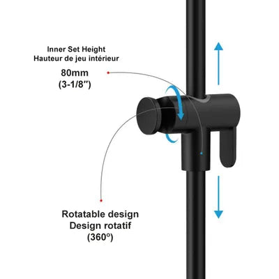 Black shower rail with hand shower