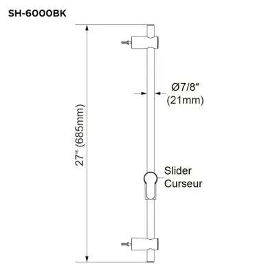 Black shower rail with hand shower