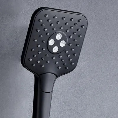 Black shower rail with square hand shower