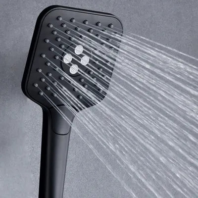 Black shower rail with square hand shower