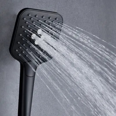 Black shower rail with square hand shower