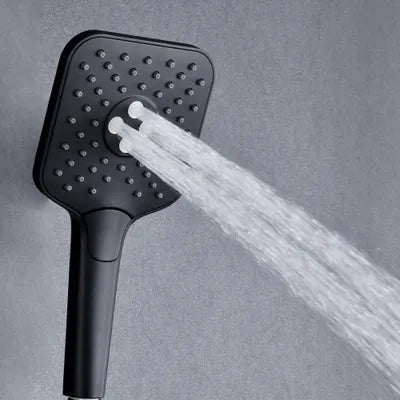 Black shower rail with square hand shower