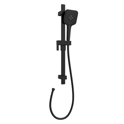 Black shower rail with square hand shower