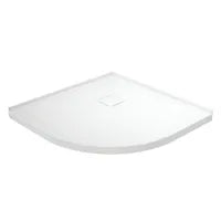 36" x 36" Round shower kit with matte black door, marble effect walls, base and glass shelves