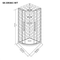 38" x 38" Corner neo shower kit with matte black door, tile effect walls, base and glass shelves