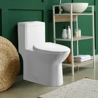 Dual-flush one-piece toilet with elongated bowl NEWBURY