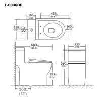 Dual-flush one-piece toilet with elongated bowl NEWBURY