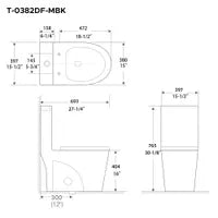Matte black dual-flush one-piece toilet with elongated bowl LUDO