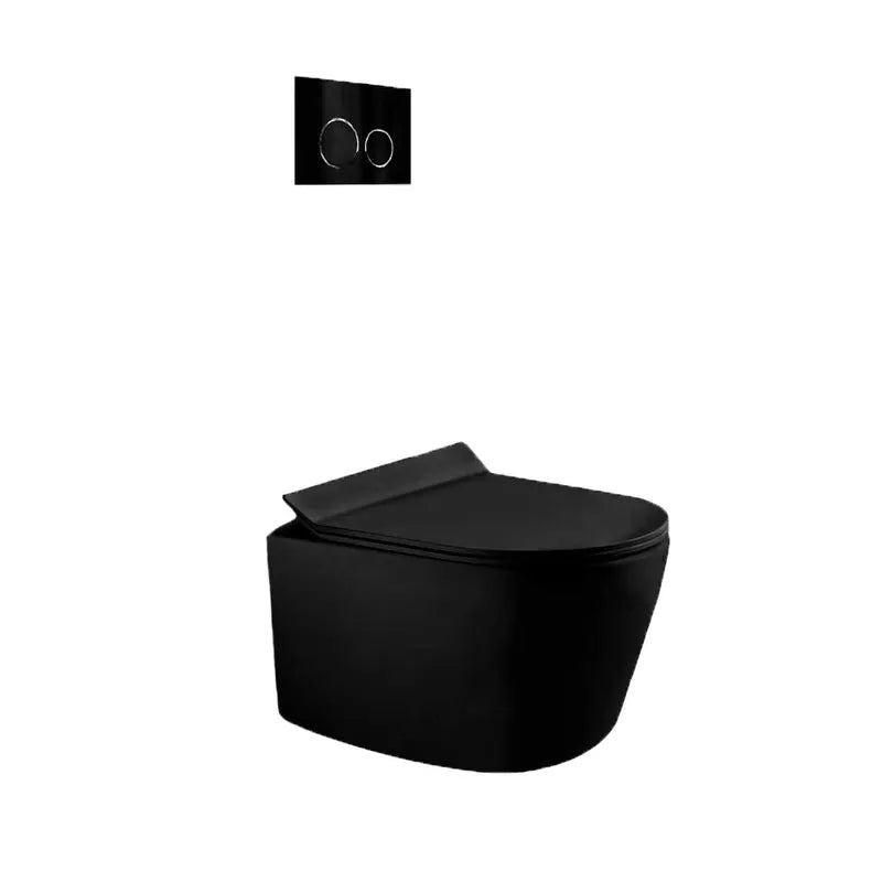Dual-flush matte black wall toilet with black control plate PARETO