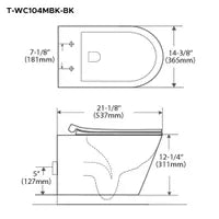 Dual-flush matte black wall toilet with black control plate PARETO