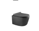 Dual-flush Grey wall toilet with black control plate PARETO