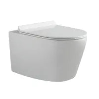Dual-flush wall toilet with white control plate PARETO