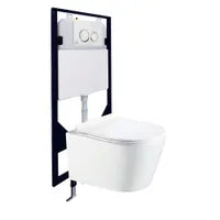 Dual-flush wall toilet with white control plate PARETO