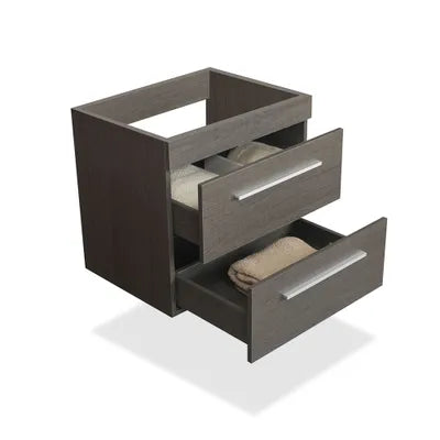 24" Grey oak finish wall vanity with 2 drawers
