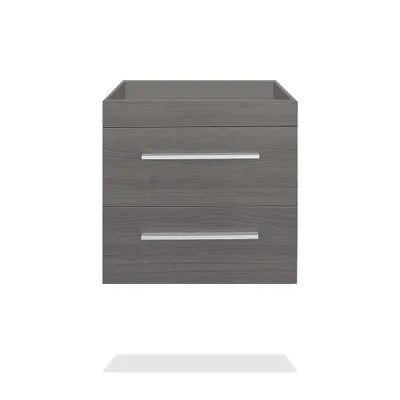 24" Grey oak finish wall vanity with 2 drawers