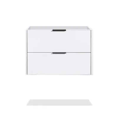 32" Glossy white wall vanity with 2 drawers