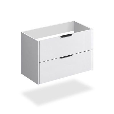 32" Glossy white wall vanity with 2 drawers