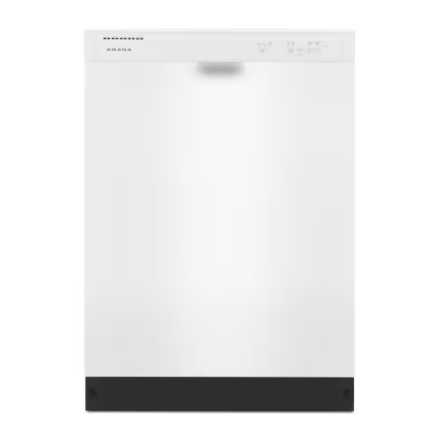 Amana 24-inch Front Control Dishwasher in White with Plastic Tub and Triple Wash System