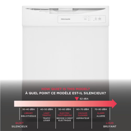 Frigidaire 24-inch Front Control Dishwasher Ultra Quiet in White