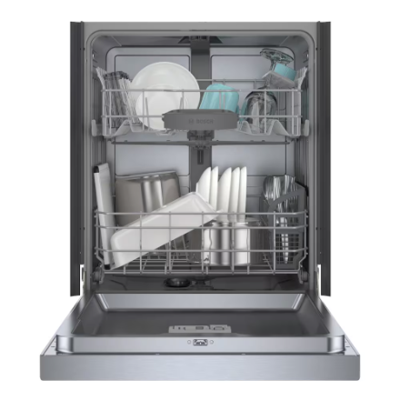 Bosch 100 Series 24-Inch Smart Built-In Dishwasher with Home Connect, Anti Fingerprint