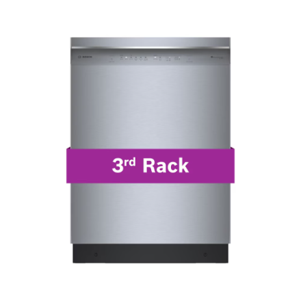 Bosch 300 Series 24-Inch Smart Built-In Dishwasher with Home Connect, Third Rack