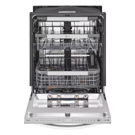 LG Electronics 24-inch Top Control Smart Dishwasher in Smudgeproof Stainless Steel with One Hour Wash & Dynamic Heat Dry TrueSteam® Cleaning, Adjustable 3rd Rack