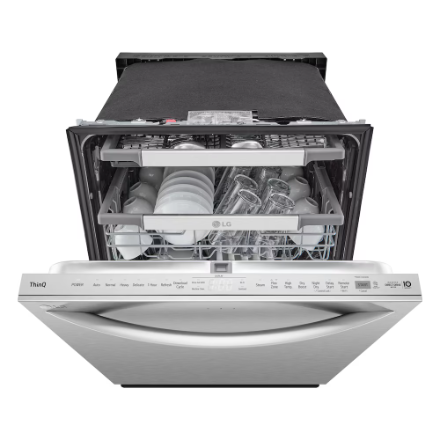 LG Electronics 24-inch Top Control Smart Dishwasher in Smudgeproof Stainless Steel with One Hour Wash & Dynamic Heat Dry TrueSteam® Cleaning, Adjustable 3rd Rack