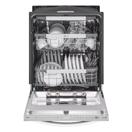 LG Electronics 24-inch Top Control Smart Dishwasher in Smudgeproof Stainless Steel with One Hour Wash & Dynamic Heat Dry TrueSteam® Cleaning, Adjustable 3rd Rack