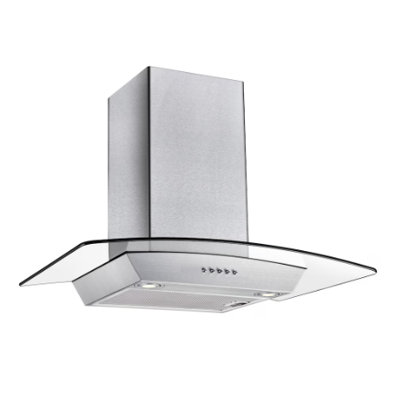 Vissani 30-inch 340CFM T-Shape Shell Only Wall-Mounted Glass Range Hood with 3-Speed Setting in Stainless Steel