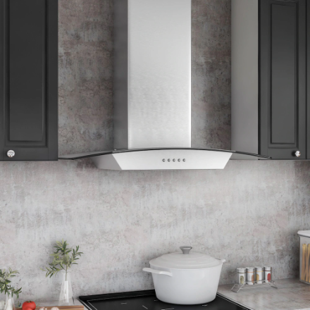 Vissani 30-inch 340CFM T-Shape Shell Only Wall-Mounted Glass Range Hood with 3-Speed Setting in Stainless Steel
