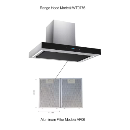 Vissani 30-inch 400CFM Convertible T-Shape Wall-Mounted Range Hood with 3-Speed Setting and Touch Control in Stainless Steel