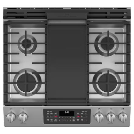 GE 30 -inch Slide-in Gas Range with No Preheat Air Fry Fingerprint Resistant in Stainless Steel