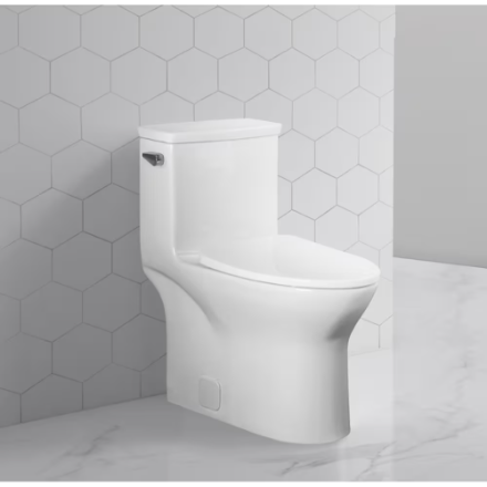 Glacier Bay Pemberton All-in-One 1-Piece Single Flush 4.8L Elongated White Concealed Toilet Comfort Height with Soft-Close Seat