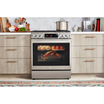 LG Electronics Slide-in Smart Gas Range with InstaView and Air Fry, ProBake Convection Oven in Smudge Resistant Stainless Steel