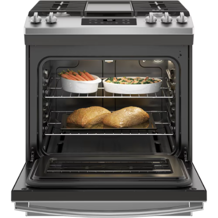 GE 30In Slide-In Gas Range in Stainless Steel