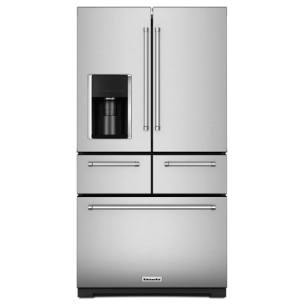KitchenAid 36-inch W 25.8 cu. ft. Multi-Door Freestanding Refrigerator with Platinum Interior Design in Stainless Steel