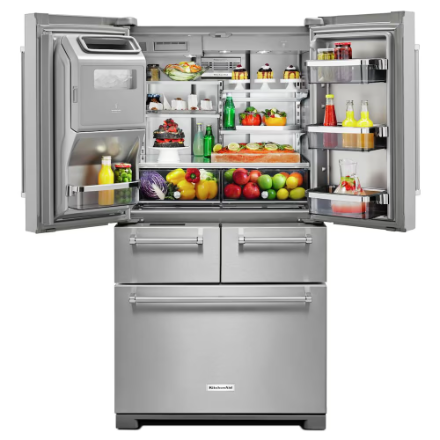 KitchenAid 36-inch W 25.8 cu. ft. Multi-Door Freestanding Refrigerator with Platinum Interior Design in Stainless Steel