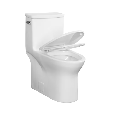 Glacier Bay Pemberton All-in-One 1-Piece Single Flush 4.8L Elongated White Concealed Toilet Comfort Height with Soft-Close Seat