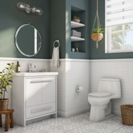 Romali 30-inch Bathroom Vanity with Ceramic Top in Gloss White Finish